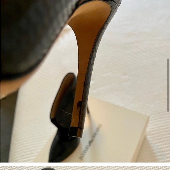 ARMANI Black Bootie Pump Heel SIZE 38 Pointed toe closed toe textured upper - Picture 5 of 13